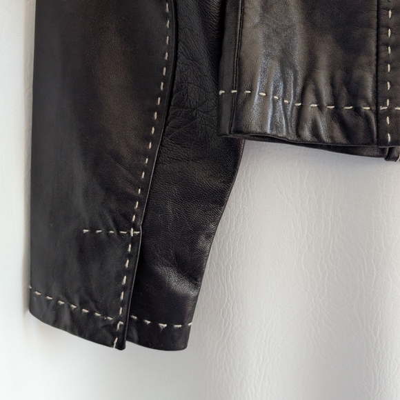 INC Black Leather Lined Jacket with Stitch Detailing - M - Picture 9 of 14